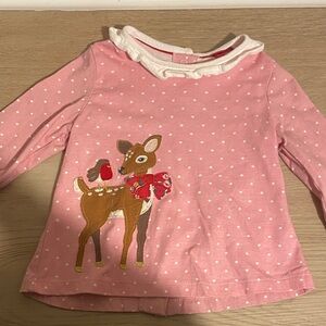 Baby Boden Pink Polka Dot Deer Shirt